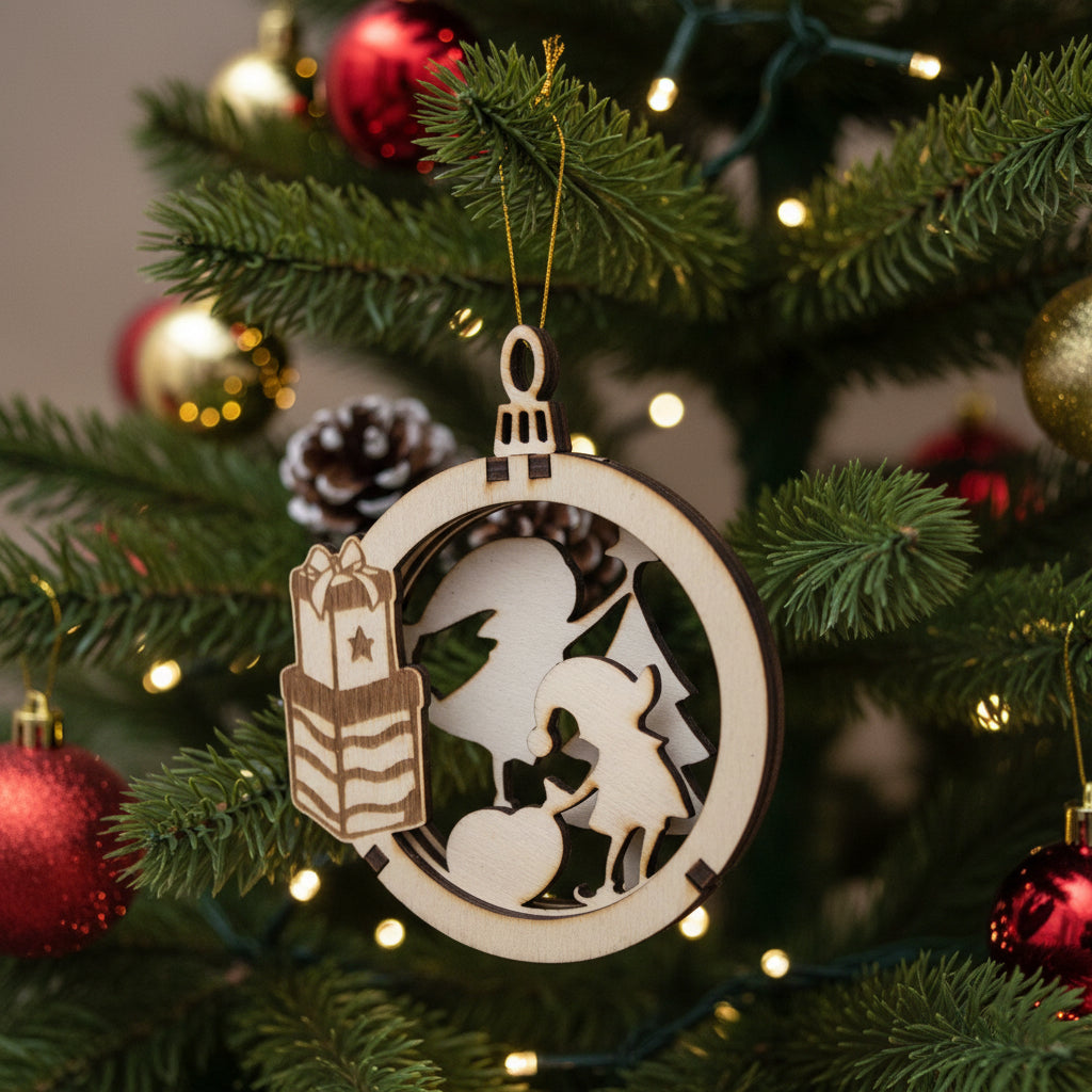 boule de Noël  en bois 3D