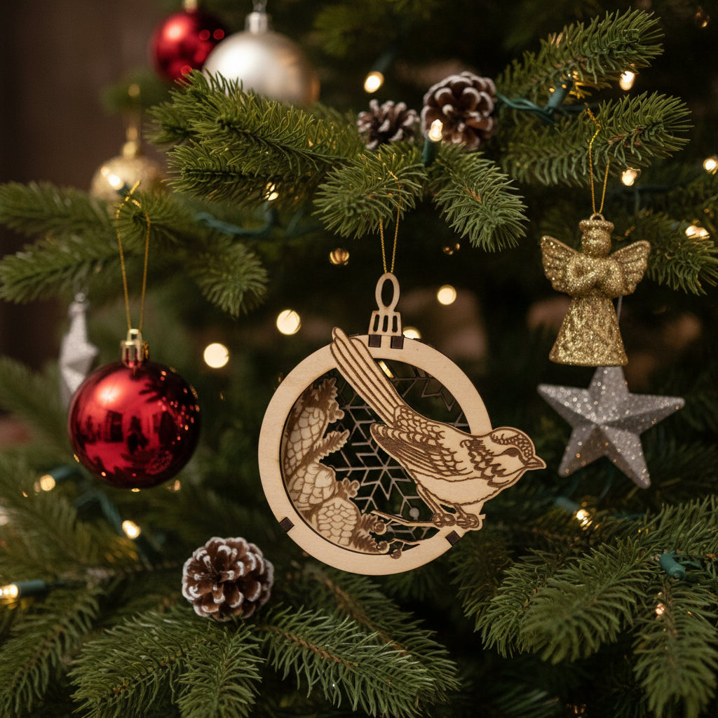 boule de Noël  en bois 3D