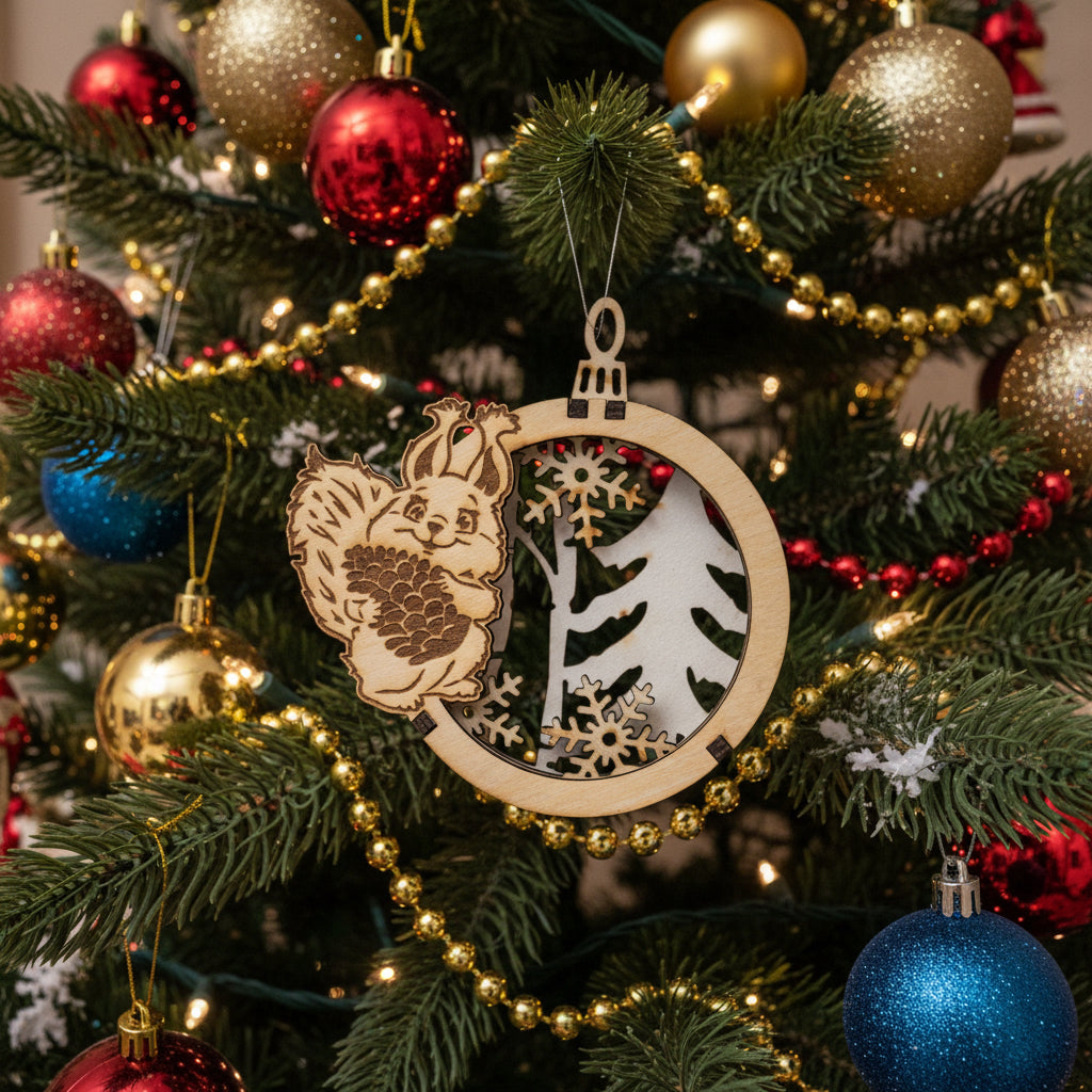 boule de Noël  en bois 3D